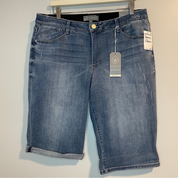 Wit & Wisdom “Ab”solution Light Blue Denim Jean Shorts Size 16 - Picture 1 of 7